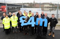 Bill Gowdy NI Water, Regional Development Minister Danny Kennedy MLA and Mayor of L'Derry Alderman Maurice Devenney with members of the project team | NI Water News